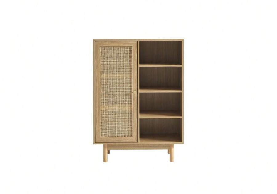DOMAIA Buffet NALORA effet chêne et cannage rotin 1 porte 80cm - Marron - Voir 1