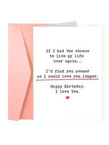 1 pieza "Te encontraría antes" Tarjeta de cumpleaños romántica con sobre, cita de amor dulce para novio/novia, en blanco por dentro - A - Ver 11