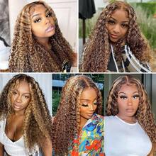Eulisi P4/27 Deep Wave Lace Front Closer Wigs Human Hair Honey Blonde Highlight Ombre Wigs Human Hair For Women 5x5 HD Transparent Lace Frontal Wigs Pre Plucked With Baby Hair 150 Density 26 Inch - SP4/27 - View 12