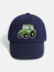 1 pieza Gorra de béisbol con malla y estampado de tractor de granja para niños, sombrero transpirable y ajustable para uso al aire libre y diario - 1PC - Ver 4