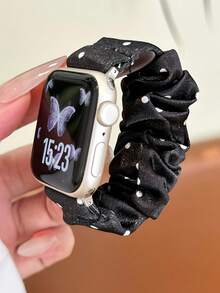 1個波點彈性髮圈，適用於38mm/40mm/41mm/42mm/44mm/45mm/46mm/49mm，兼容Ultra/SE/S10/S9/8/7/6/5/4/3/2/1，適合春夏秋冬，時尚優雅，易於佩戴，適用於工作、約會、聚會、運動 - 常規款 - 查看 5