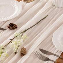 1pc Ivory Table Cloth, 13ft (4m) Farmhouse Table Runner, 157 Inch (400cm) Spring Decor Easter Dining Table Center Piece, Wedding Boho Baby Shower Birthday - White - View 6