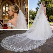 2026 Hot  A Super Large Sparkling Sequin Lace Wedding Veil, Cathedral Train Bridal Veil, Suitable For Weddings And Churches - Ngà voi - Xem 5