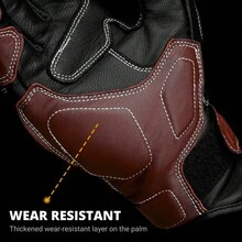1pc Brown Vintage Leather Motorcycle Gloves, Off-Road Racing Riding Gloves, Men's Motorcycle Riding Touchscreen Gloves, Size M-XXL - Multicolor - View 8