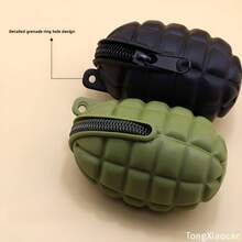 Silicone Tactical Coin Wallet In Grenade Shape, Mini Zipper Bag, Innovative Gift For Male Gamers, Durable Small Wallet For Daily Travel - A - View 4