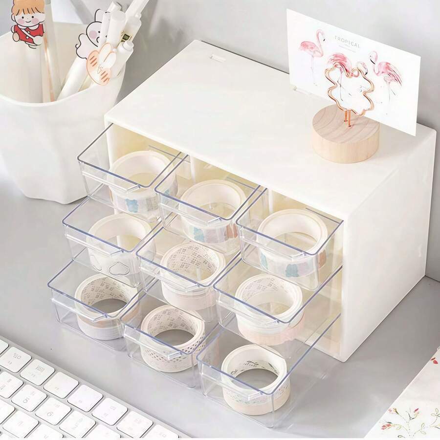 Awaoko 9-Grid Desktop Storage & Display Box, Drawer Style Storage Box, See-Through Box For Beads DIY Decor, Beading Accessories Storage Box, Desktop Storage Box, Perler Beads Tool Storage Box, Jewelry And Craft Storage And Organizer, Durable Organizing Solution, Perfect Small Gift, Jewelry Box