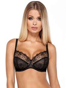 PariPari Cynthia Elegant Sexy Embroidery Soft Bra, Supportive Lingerie For Medium To Large Busts, Comfortable Wide Side Panels - Black - View 2