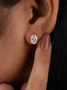 1 Pair 4-Prong Oval 0.5ct-2ct Diamond Earrings, Elegant Romantic Women's Jewelry, High-Quality Birthday Anniversary Girlfriend Gift - Oval Diamond Earrings - View 3