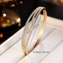 1pc Women's Bracelet, Luxury Sparkling Cubic Zirconia Bangle, Minimalist Open Design, Versatile For Work And Daily Wear - [Better Quality] Bracelet - View 3