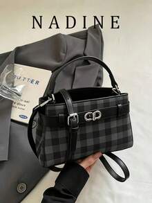 Bolso de mano casual versátil y de color contrastante de moda para mujeres - Negro - Ver 8