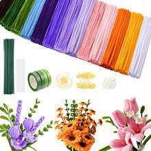 800pcs Handmade Pipe Cleaning Rod Set, Pipe Cleaning Rod With Handle Flower Making Tools, 13 Colors Felt Tubes, With Instructions, Arts And Crafts - Multicolor - View 1