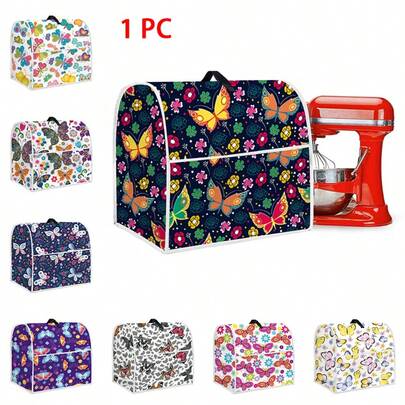 1pc Stand Mixer Dust-Proof Cover For Kitchen Mixer,Multi Pockets For Various Kitchen Appliance Accessories,Butterfly Printed, Easy Cleaning Fit For Tilt Head 4.5-5 Quart,Mothers Day Gift