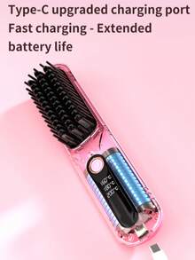 Prancha alisadora e modeladora de cachos sem fio 2 em 1, aquecimento rápido, adequada para todos os tipos de cabelo, visor LED, design anti-queimadura, carregamento USB. - Multicolorido - Ver 7