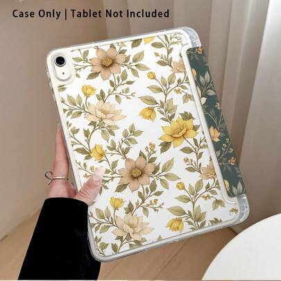 Acryl-Schutzhülle mit Blumenmuster und Ständer, kristallklar, kompatibel mit Samsung A9/A9+/S9/S9FE/A11/A11+/S11/S10 FE/S10 FE+/S10 Lite, A16 2025, Air 11/13, M3 2025, Mini 7 A17, Pro 2024, Air 11/13, M2 2024, Pro 11/13, M4 2024, Pro 12.9, 7/8/9 Gen, 10.2, 10 Gen, 10.9, Air 4/5/6/7/8, 10.9, Pro 11, 4/5/6 Gen, Mini 6, Se 11, Honor, Matepad Se 11