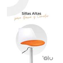 olu Sillas Altas para Barra y Comedor Sillas Giratorias 360° con Respaldo y Asiento Tipo Vino Piel Ajustables en Altura para Oficina y Hogar Blancas y Negras - Naranja - Ver 6