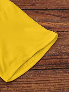 Short-Sleeved T-Shirt With Bow Print, Loose Fit, For Spring/Summer, For Casual Wear - 鵝黃色 - 查看 5
