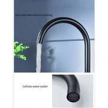 201 Stainless Steel Kitchen Sink Faucet, Cold And Hot Dual Control, Black/Silver Brushed Finish, Ceramic Cartridge, 360 Degree Swivel, Multi-Function Kitchen Faucet - Black - View 7