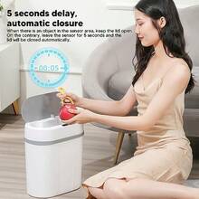 Asixxsix Bote de Basura para baño 12L Bote de Basura Inteligente sin con Tapa Bote de Basura eléctrico de plástico Estrecho a Prueba de Agua a Prueba de Perros - como en la imagen - Ver 5