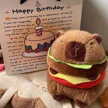 Capybara Hamburger Plush Stuffed Animal, Cute Capybara Plush Toy With Realistic Burger Design, Soft Fluffy Stuffed Doll For Kids Boys Girls, Perfect Birthday Present And Lovely Gift For Children - 無帽帽 23厘米 - 查看 9