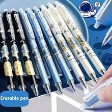 Bộ 6 bút bi gel có thể xóa được chủ đề phi hành gia, đầu bút mảnh 0.5mm, thiết kế thu gọn, hình in không gian dễ thương, thích hợp cho việc viết nhật ký và văn phòng phẩm. - nhiều màu - Xem 6