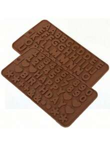 2 Pieces Silicone Chocolate Alphabet And Number Mold, Non-Stick And Easy To Demold, Ideal For Cake Decoration, Birthday Parties, And Valentine's Day. - Chocolate Brown - View 6