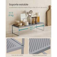 SONGMICS Juego de 2 Especieros Extensibles Organizador de Cocina Estante de Cocina Organizador de Armario Metal MKCS402FG01 - Plateado - Ver 5