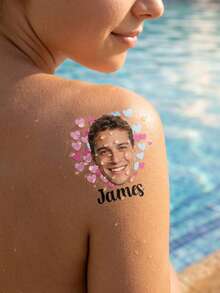Custom Photo Temporary Tattoo Stickers, Personalized Graduation Cartoon Portrait Design, Fun Celebration Style Body Decor For Graduation Party Ceremony, Customized Name Tattoo Decal Unique Keepsake Gift, Customizable Picture Favor For Friends Classmates Family Graduation Season - Rust - View 6