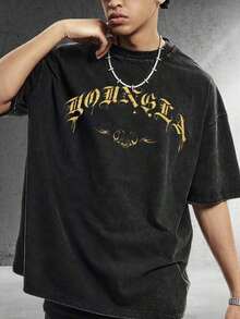 1PC Y2K Men's Vintage Graphic Tee |   Summer Men's Street Style Retro Print T-Shirt |   YLA Gold Snake Design Print |   Niche Fashion Men's Clothing Y2k Clothing |   Unisex - 黑色 - 查看 4