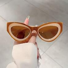 She Can'see Without Her Glasses. 1 Pair Of Women's Retro-Eye Glasses - Light Blue Wide Round Frame, Non-Prescription,, Metal Hinges, Lightweight Material, Suitable Daily Wear And Computer Use, Fashionable Style - 深藍色漸層綠灰 - 查看 7