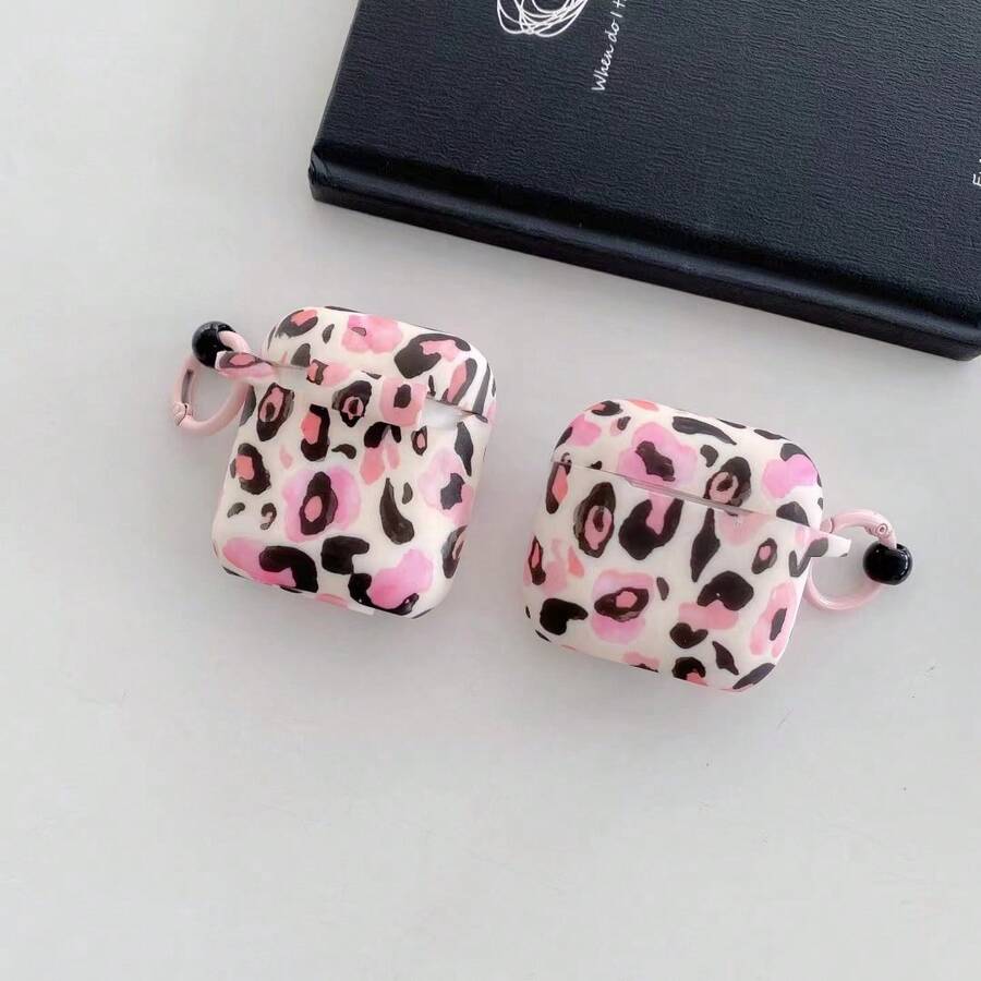 Ốp lưng mềm họa tiết da báo tương thích với Apple Pro 3, vỏ bảo vệ tai nghe Bluetooth không dây tương thích với Apple thế hệ thứ 4/5/Pro 2, hộp đựng tai nghe chống rơi. - Hồng - Xem 1