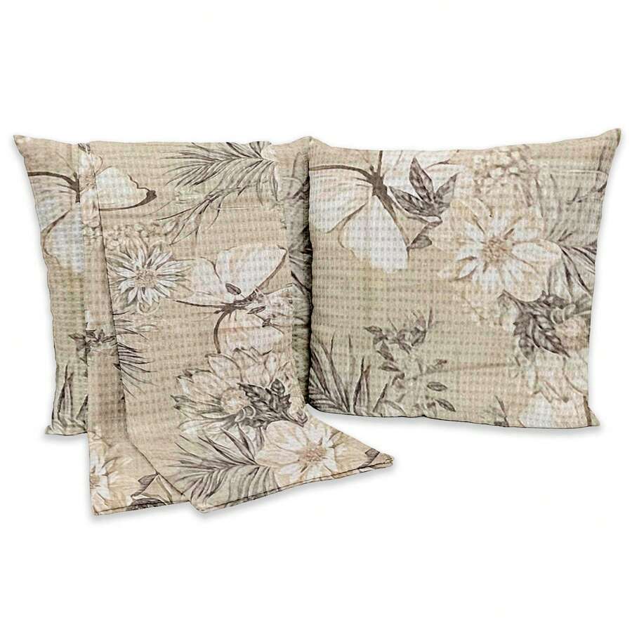 Bed Runner Set With 3 Piqué Pillow Covers. - Garden - View 1