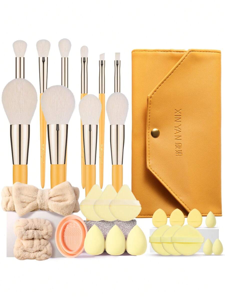 Bộ dụng cụ trang điểm 30 món bao gồm: 10 cọ trang điểm + 1 túi đựng + 1 băng đô cài tóc + 2 dây đeo bát đựng phấn + 1 dụng cụ vệ sinh cọ trang điểm + 3 bông phấn tam giác + 3 mút trang điểm + 3 bông phấn dạng cushion + 3 bông phấn dạng cushion mini + 3 mút trang điểm mini - Nhiều màu - Xem 1