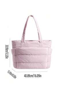 Nuevo bolso de mano blanco clásico y multifuncional de moda, diseño simple, detalles acolchados, diseño de asa superior dual para hombro, bolso de hombro elegante para damas, adecuado para n - Rosa 6 - Ver 4