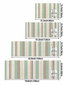 DAJIANG 1pc Bohemian Style Striped Long Kitchen Floor Mat, Outdoor Rug Suitable For Bathroom, Kitchen, Outdoor, Indoor, Hallway, Bedroom, Living Room, Machine Washable, Easy To Clean, Non-Slip Bottom, Suitable For Bedroom Decor, Japanese/Nordic Style Room Decor, Holiday Bathroom Decor, Decorative Rug, Bathroom Accessories, Outdoor Decor - Multicolor - View 3