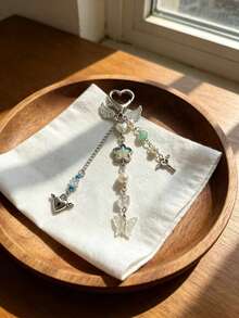 2pcs Y2K Style Handmade Beaded Heart Wing Magnetic Keychain, Suitable As Gifts For Girlfriend, Family, Birthday And Valentine's Day - Beaded Keychain - View 8