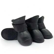 4Pcs Pet WaterProof Rainshoe Anti-Slip Rubber Boot For Small Medium Large Dogs Cats Outdoor Shoe Dog Ankle Boots Pet Accessories - màu đen - Xem 13