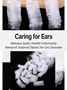 200pcs Disposable Waterproof Ear Covers, High Elastic Self-Contracting Plastic Ear Protectors, Suitable For Bathing, Hair Dyeing, Post-Piercing Care, Ear Infection Protection, Universal For Children And Adults - One-time Use - View 10