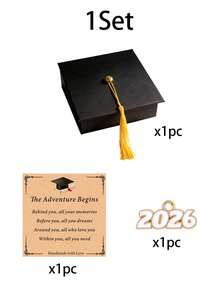 1 Set Of 2026 Graduation Cap-Shaped Gift Box, Complete With Tassel, Greeting Card And 2026 Number Pendant; Graduation Party Favor Box, Graduation Ceremony Commemorative Gift Box, Graduate Gift, Back-To-School Gift Box, Graduation Ceremony Decoration. - View 12