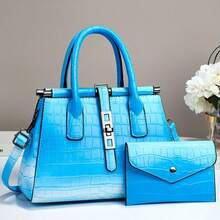 2026 New Fashionable Color-Blocked Women's Bag, Cross-Border  Stone Pattern Shoulder/Crossbody Bag, High-Quality Shoulder/Crossbody Bag, Fashionable Handbag For Women - Màu xanh lam - Xem 4