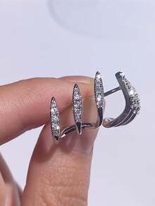 1 đôi/2 chiếc khuyên tai kẹp vành tai bằng bạc sterling 925 tinh tế, đính đá Cubic Zirconia sáng bóng, thích hợp cho cô dâu và đám cưới. - trắng - Xem 15