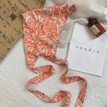 三角スカーフ、夏用ウエストベルト、重ね付けウエストバンド、ヒップカバー、カシューフラワー柄高級シルクスカーフ、ヘッドスカーフ、ヘアバンド、カスタム加工工場 - カシューオレンジ - チェックする 19