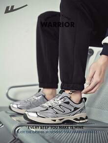 Warrior 男士舒適街頭風厚底鞋 春夏款 舒適慢跑鞋 低調簡約休閒運動鞋 全年適用 耐磨 全天穿著 訓練運動鞋 - 淺灰/銀 - 查看 3