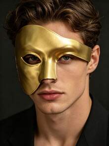Máscara de media cara de Fantasma de la Ópera multicolor | Accesorios retro con tono antiguo para fiestas de Halloween, para hombres en actuaciones de cosplay - Multicolor - Ver 3