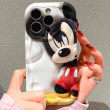 Disney Mickey Mouse Phone Case, Classic Fuzzy Mickey Half-Body Design, Iconic Red Shorts And Yellow Shoes, Plush Texture On A Smooth White Background, Protective Phone Cover For IPhone 17, 16, 15, 14, 13, 12, 11 Pro Models, Ideal Gift For Birthdays, Holidays, Family, Friends And All Special Occasions - White - View 5
