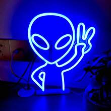 1个外星人霓虹LED灯,USB或电池供电,适用于卧室、房间、游戏室、派对、求婚、酒吧、周年纪念、男士专属空间、婚礼、生日、情人节、母亲节、儿童节、圣诞节等场合的墙面装饰照明,也是一份独特的礼物。 - 白色 - 查看 15