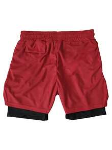 Men' Puerto Rican Style Quick-Dry Breathable Athletic Shorts With Pockets - Loose Fit Casual Workout Running Hiking Beach Shorts Suitable For Workouts, Basketball, For Both Men & Women - 紅色 - 查看 3