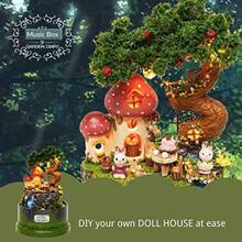Strnek DIY Dollhouse Miniature Model Doll House with Dust Cover Rotate Music Box Garden Diary Battery Included - como en la imagen - Ver 7