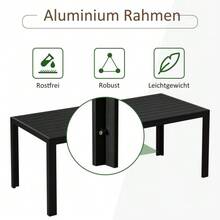 Garden Table, Plastic, 190 X 84.5 X 72 Cm, Weather-Resistant, Wood-Look, Wood Texture, Non-Slip, Buffet Table, Camping Table, Balcony Table, Patio Table, Outdoor Dining Table For Garden, Balcony, Black - Black - View 4