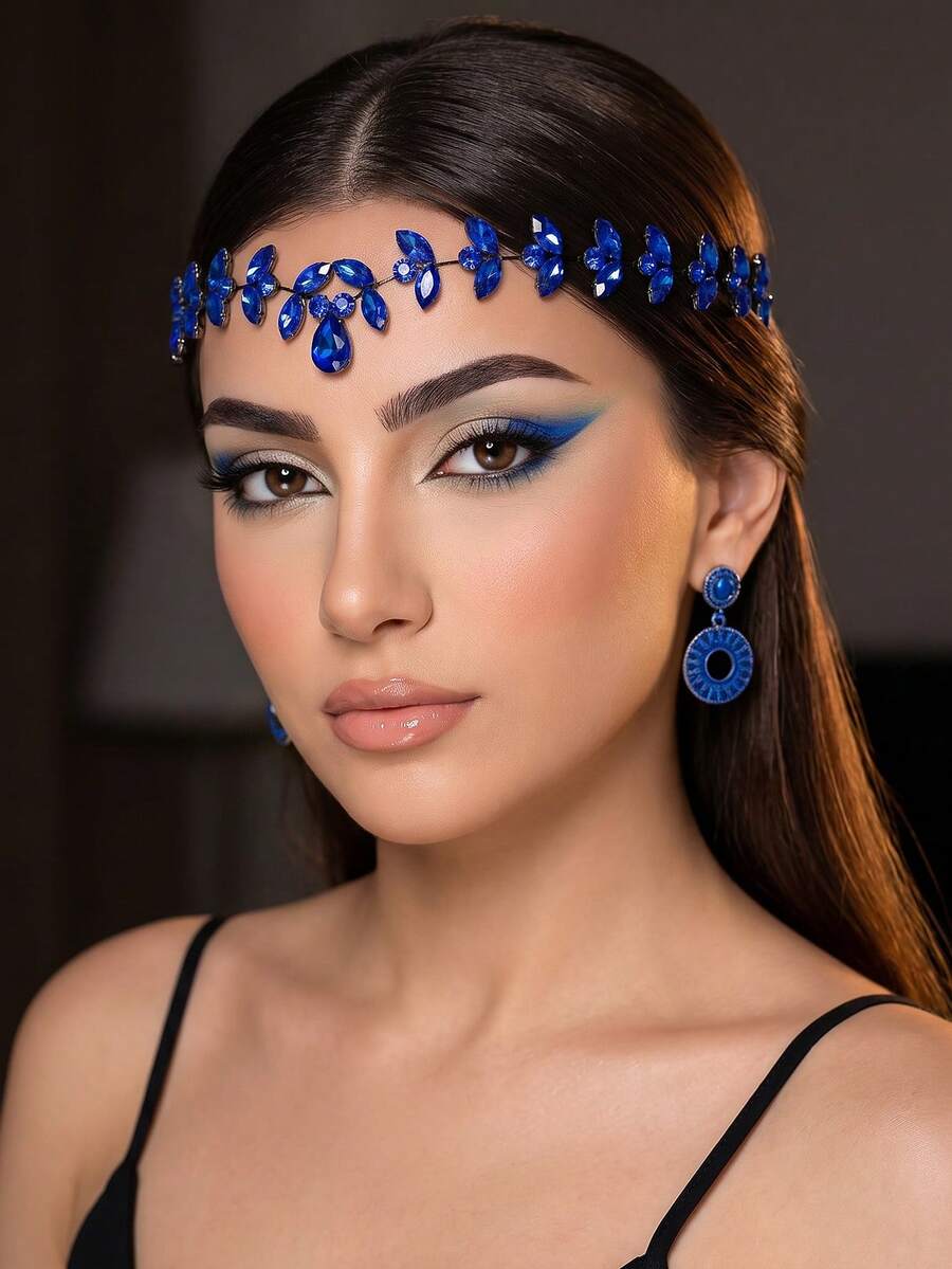 Shining Rhinestone Forehead Headband Bridal Headpiece Women's Headwear Suitable For Wedding Parties,Elegant,Party