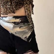 1pc New Liquid Silver Headscarf, Y2K Bandana Scarf, Vintage Street Style Tube Top Hair Wrap - Multicolor - View 2